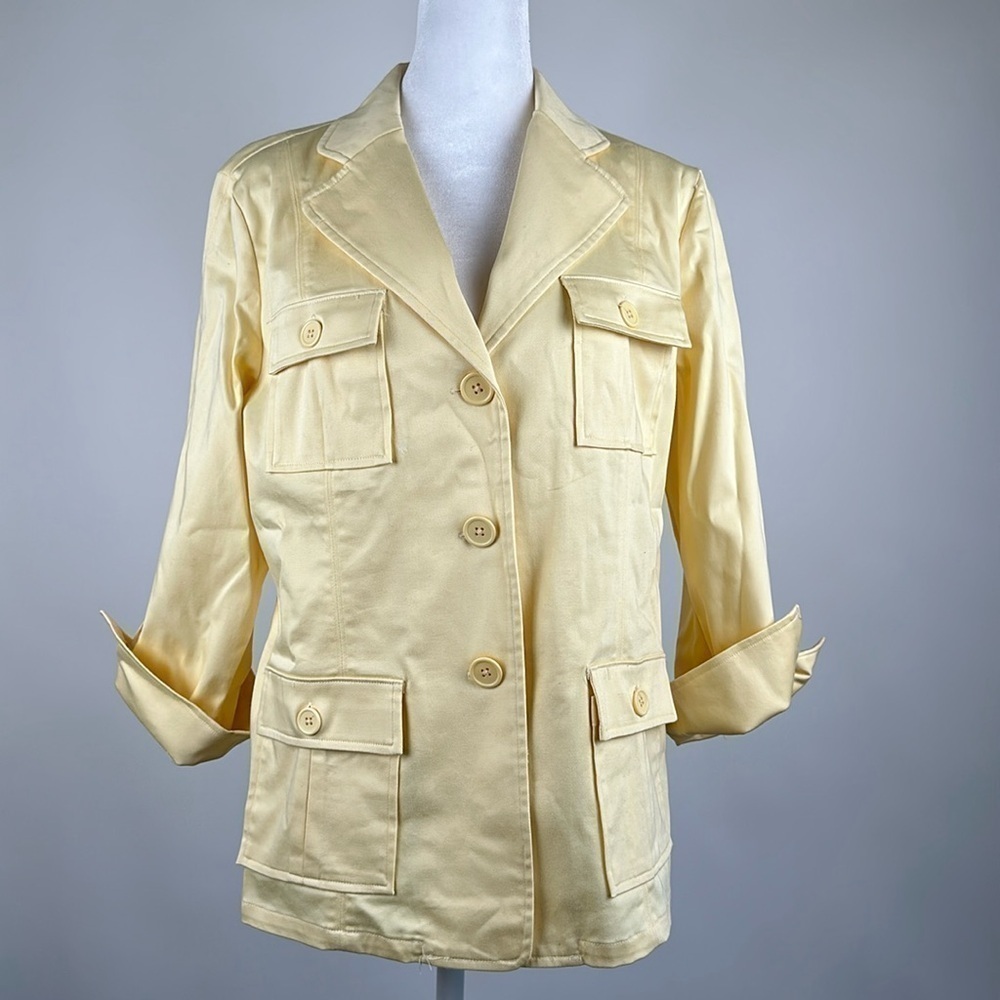 Linea By Louis Dell’Olio Lemon Yellow Jacket Buttons Pockets Women’s Sz Small